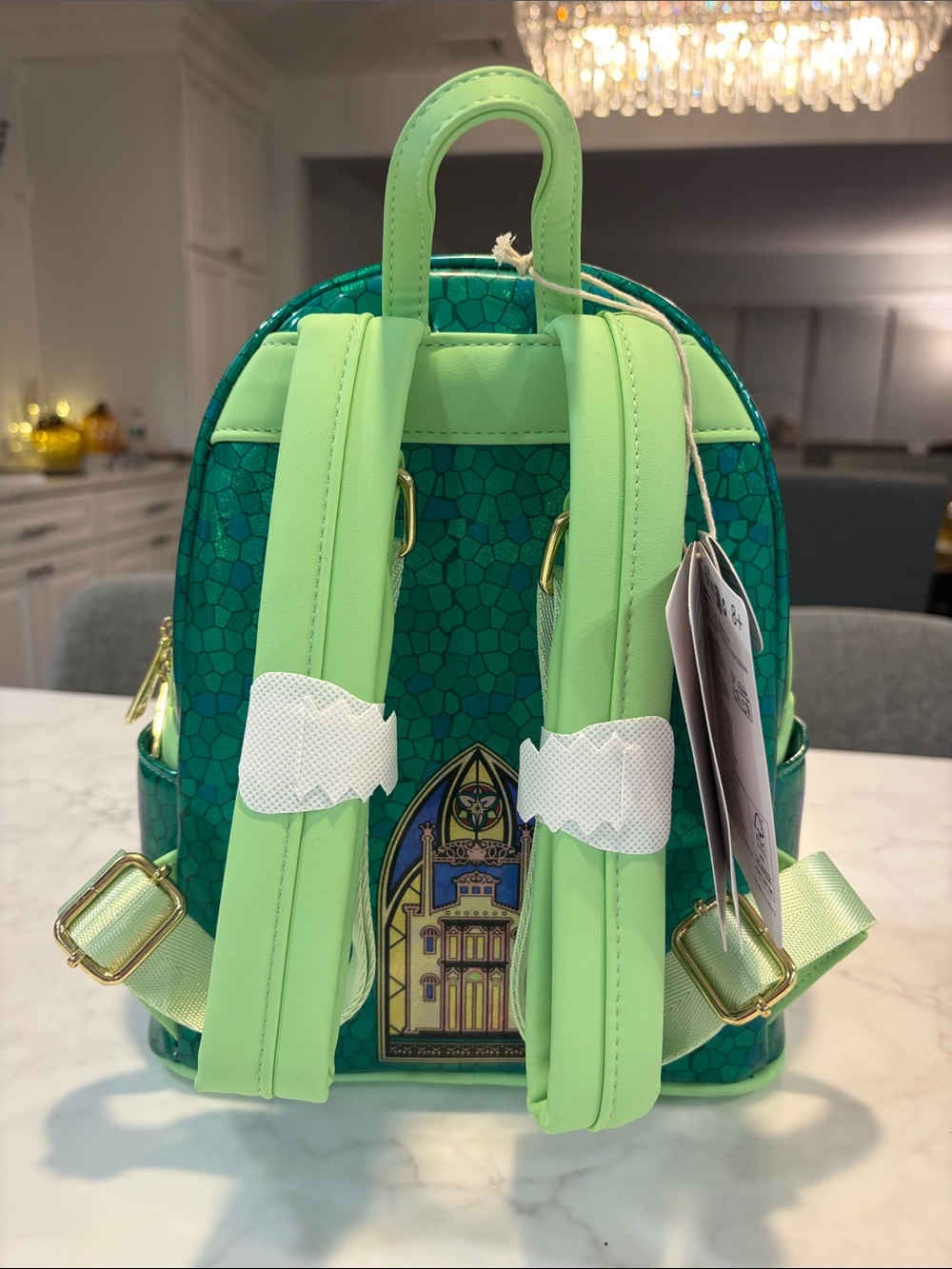 Loungefly Green Stained-Glass Princess Tiana Mini Backpack - Picture 2 of 13